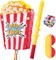 Popcorn Piñata Large Circus Piñata for Birthday Carnival Circus Themed Parties Great Party Addition for Boys Grils Holiday Celebration (16.9×11.8×3.54in)